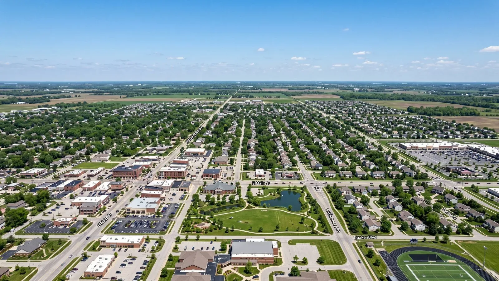Aerial view of Plainfield, Indiana logistics park near Indianapolis International Airport