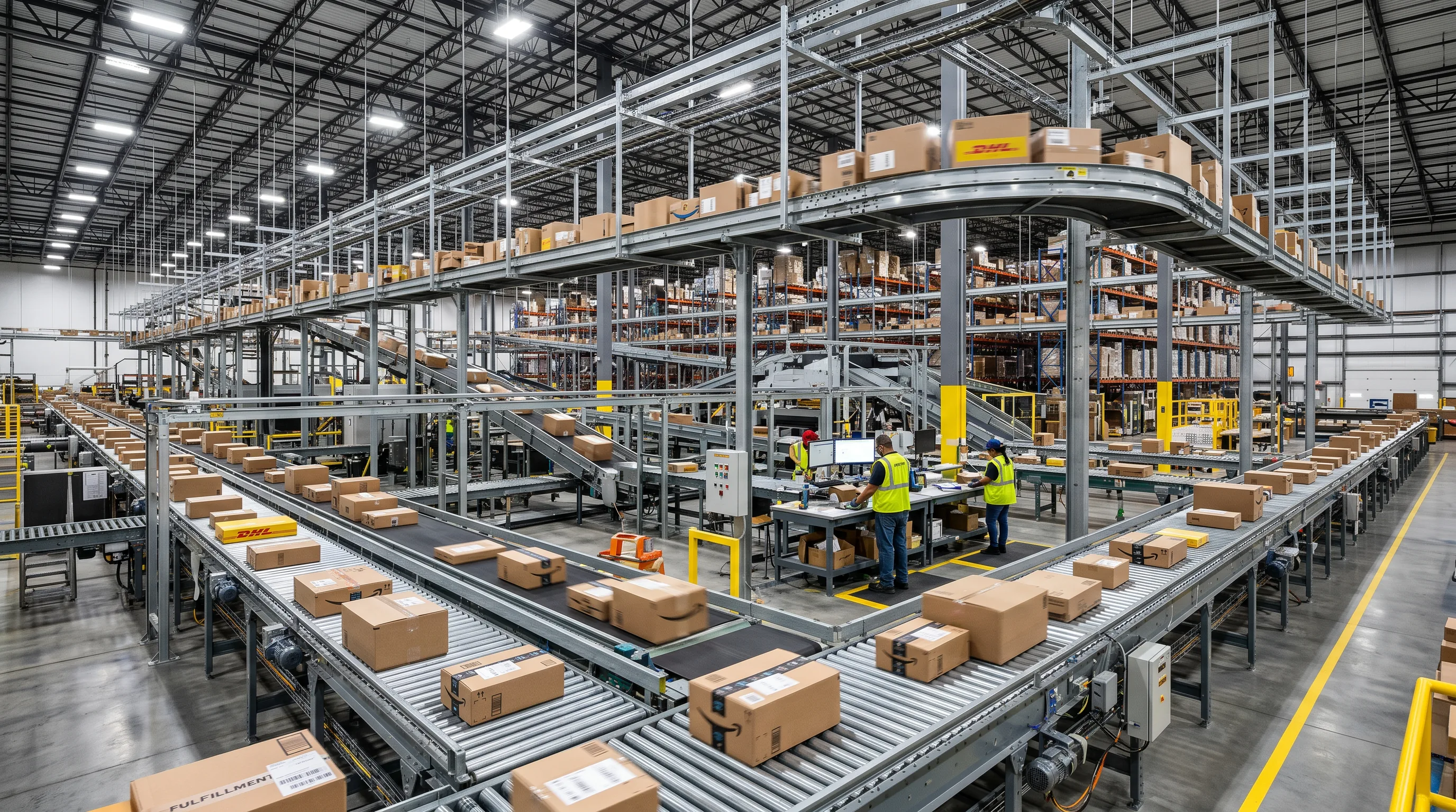 Material handling conveyor system installed in a Indianapolis area warehouse