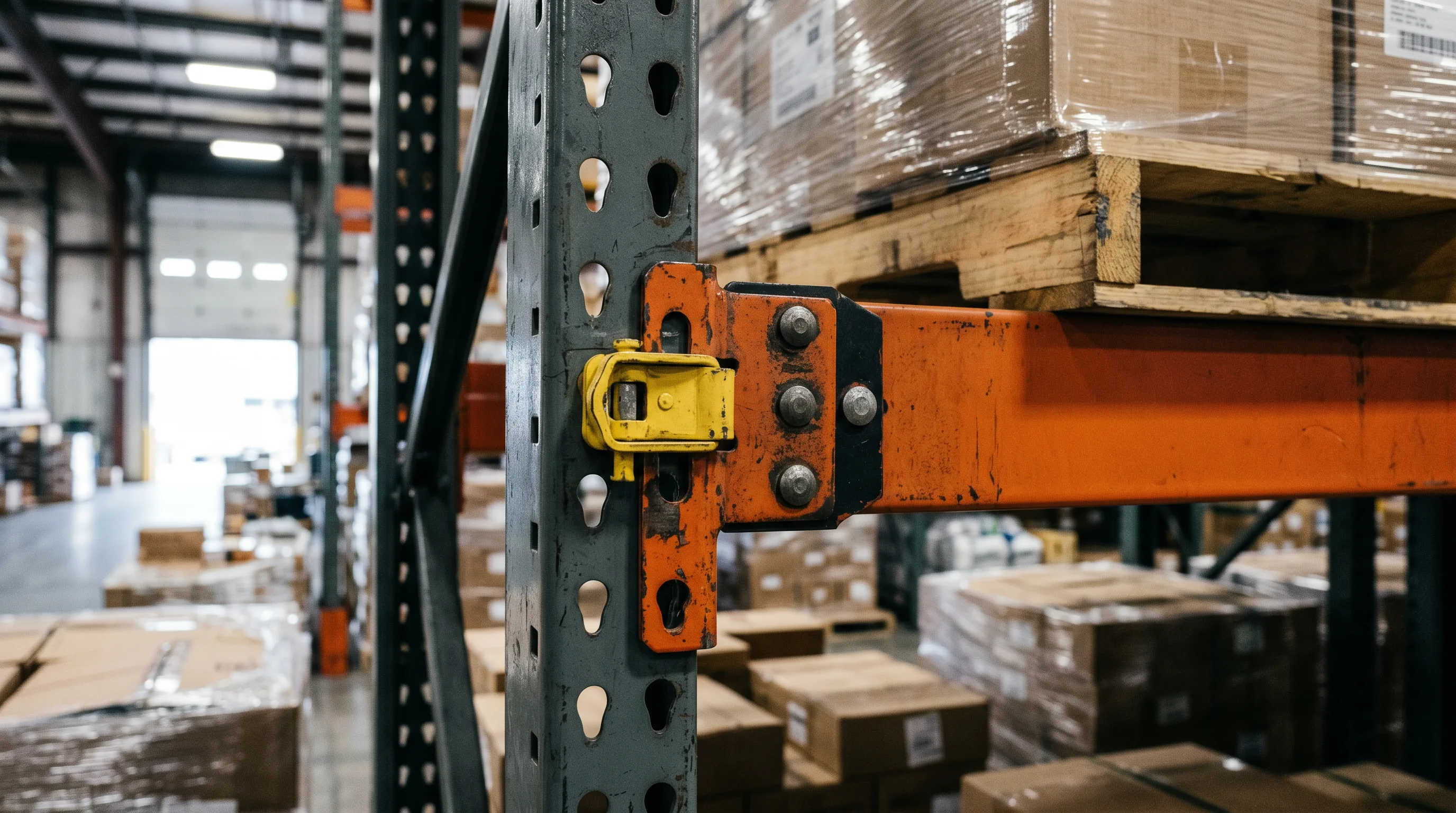 Fully installed pallet racking aisle with loaded pallets in a Indianapolis area warehouse